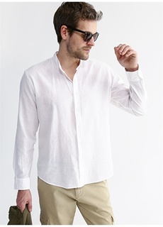 Однотонная белая мужская рубашка с воротником обычного кроя Fabrika Comfort