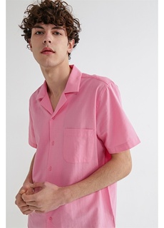 Розовая мужская рубашка с коротким рукавом Limon