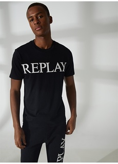 Простая черная мужская футболка с круглым вырезом Replay