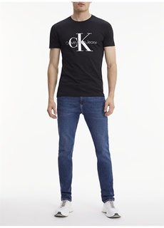Черная мужская однотонная футболка с круглым вырезом Calvin Klein Jeans