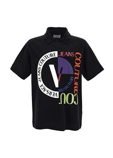 Черная мужская футболка с воротником поло Versace Jeans Couture
