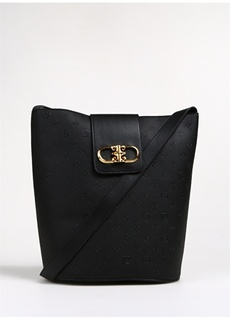 Черная женская кожаная сумка через плечо Pierre Cardin