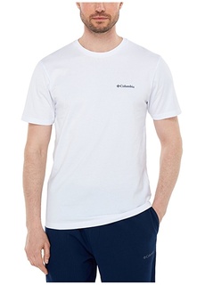 Простая белая мужская футболка с круглым вырезом Columbia