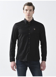 Черная мужская рубашка с воротником на пуговицах U.S. Polo Assn.