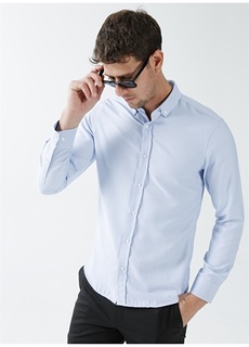 Голубая мужская рубашка с воротником на пуговицах Fabrika ФАБРИКА