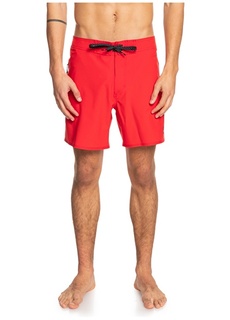 Однотонный красный мужской купальник с нормальной талией и шортами Quiksilver