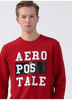 Темно-красная мужская толстовка с круглым вырезом с принтом Aeropostale