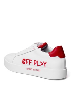 Бело-красные мужские кожаные кроссовки Off Play