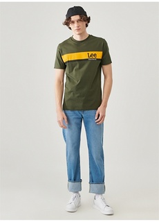 Мужская футболка цвета хаки, легкая футболка с графическим вырезом Lee
