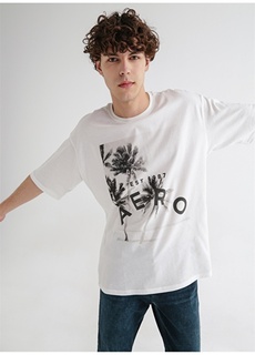 Белоснежная мужская футболка с круглым вырезом с принтом Aeropostale