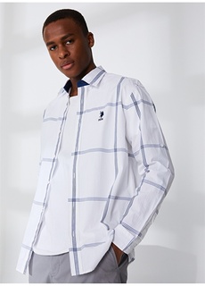 Белая мужская рубашка с воротником на пуговицах Comfort Fit U.S. Polo Assn.