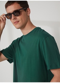 Однотонная зеленая мужская футболка с круглым вырезом Denim Trip