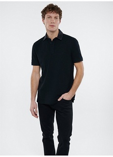 Однотонная черная мужская футболка-поло Mavi