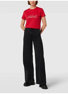 Красная женская футболка с круглым вырезом Karl Lagerfeld