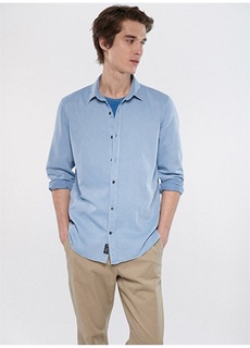Однотонная синяя мужская рубашка Mavi