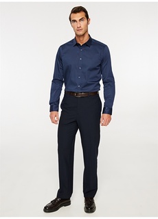 Классическая приталенная рубашка с рубашечным воротником, темно-синяя мужская рубашка Beymen Business