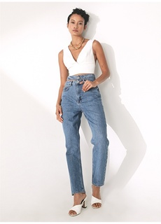 Широкие женские джинсовые брюки цвета индиго с высокой талией Didem Soydan X Fabrika
