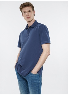 Однотонная темно-синяя мужская футболка с воротником поло Mavi