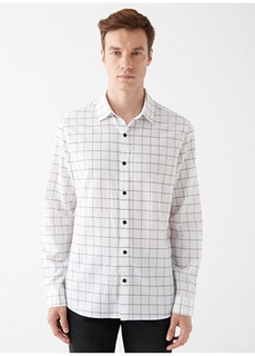Белая мужская рубашка в клетку приталенного кроя Mavi