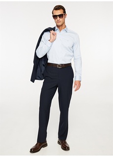 Классическая приталенная рубашка с рубашечным воротником, голубая мужская рубашка Beymen Business