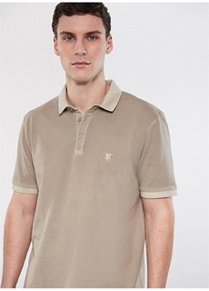 Однотонная мужская футболка-поло бежевого цвета Mavi