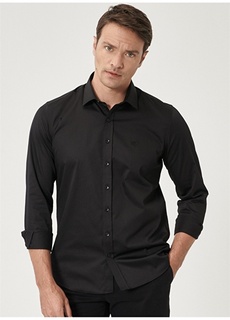 Классическая мужская рубашка с воротником рубашки черного цвета Beymen Business