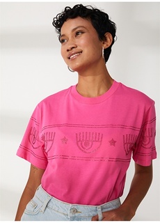 Розовая женская футболка с круглым вырезом Chıara Ferragnı Chiara Ferragni