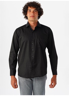 Черная мужская рубашка с классическим воротником Süvari