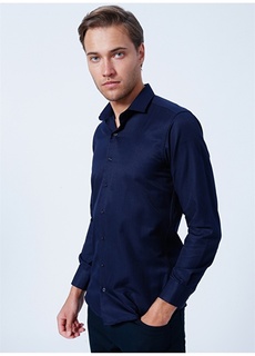 Классическая мужская рубашка с воротником темно-синего цвета Süvari