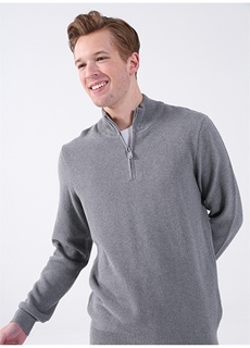 Однотонный серый меланжевый мужской свитер с воротником-стойкой Aeropostale