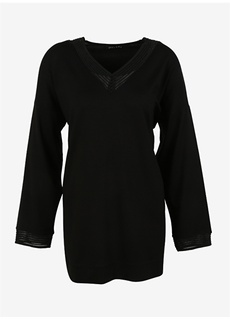 Однотонная черная женская блузка с V-образным вырезом Selen
