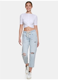 Простая белая женская футболка с круглым вырезом Dkny Jeans