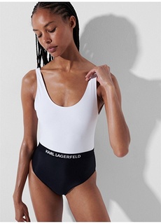 Белый - Черный женский купальник Karl Lagerfeld