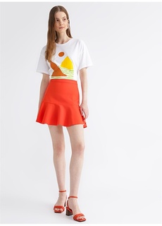 Женская прямая мини-юбка оранжевого цвета с нормальной талией Fabrika ФАБРИКА