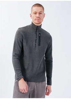 Серый меланжевый мужской свитер с воротником-стойкой Gmg Fırenze