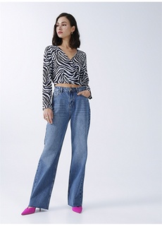 Прямые женские джинсовые брюки цвета индиго с высокой талией и нормальным кроем Fabrika ФАБРИКА