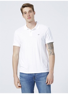 Узкая бежевая мужская футболка-поло с воротником в рубчик Dockers