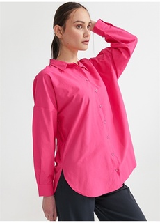 Рубашка однотонная розовая женская с рубашечным воротником Fabrika ФАБРИКА