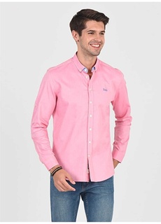 Стандартный крой, однотонная розовая мужская рубашка Ucla