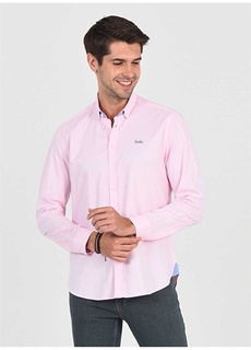 Стандартный крой, однотонная розовая мужская рубашка Ucla