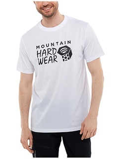 Белая мужская футболка с круглым вырезом и принтом Mountain Hardwear