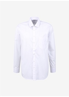 Простая белая мужская рубашка стандартного кроя с классическим воротником Süvari