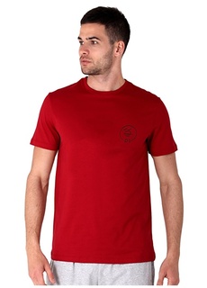 Бордово-красная мужская футболка с круглым вырезом с принтом Ds Damat