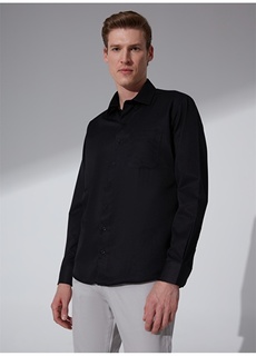 Черная мужская рубашка Regular Fit с классическим воротником Süvari