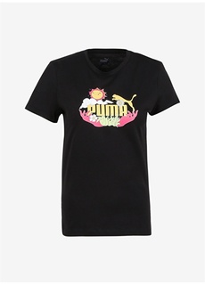 Черная женская футболка с круглым воротником Puma