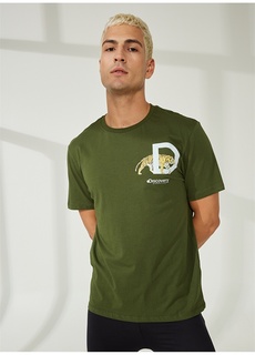 Мужская футболка цвета хаки с круглым вырезом и короткими рукавами с принтом Discovery Expedition