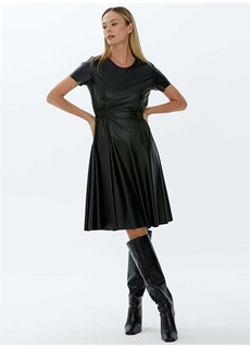 Черное женское кожаное платье Selen