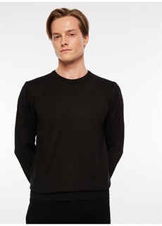 Стандартный черный мужской свитер с круглым вырезом Beymen Business
