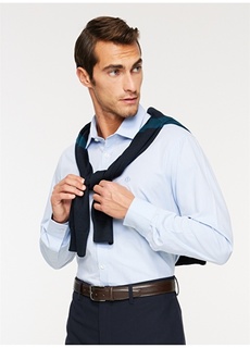 Голубая мужская рубашка Comfort Fit с классическим воротником Beymen Business