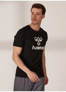 Черная мужская футболка с круглым воротником Hummel